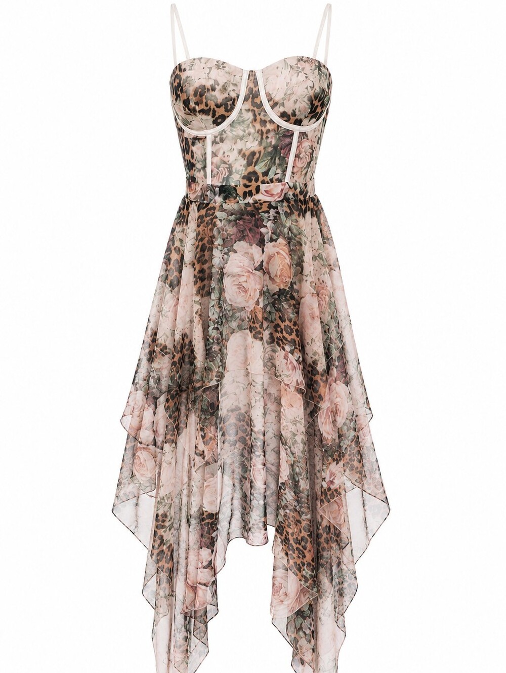 Fashion Nova Floral Leopard Corset Midi Dress
